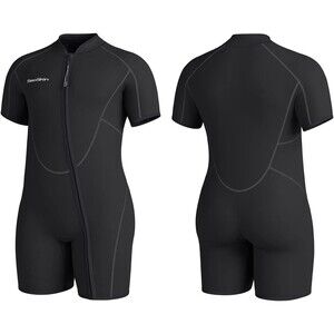 Seaskin Plus Size 3mm Shorty Wetsuit for Men 5X-Large 5XL Black Neoprene